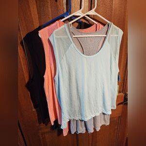 Tangerine Blue, Pink And Black Layered Tank Tops
